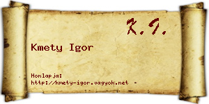 Kmety Igor névjegykártya